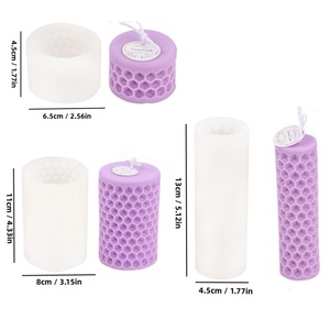 Honeycomb Cylindrical Silicone <b>Mold</b> For <b>Candle</b> Making DIY Home Decoration Craft Tool Plaster <b>Mold</b> Transparent White - Product Image 5