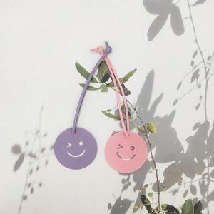 Cute Shape <b>Charm</b> Pu Leather Smile Expression Keychain Happy Face Pendants <b>Bag</b> Accessory - Product Image 3