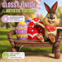 Fournitures de décoration de Pâques : Statue géante 3D en fibre de verre de lapin et d'œuf, personnalisée, imperméable, pour extérieur, commerciale, avec siège intégré
