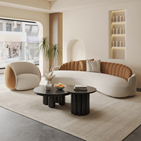 Sofá Pequeño de Una Plaza Estilo Crema Madera, Esponja, Diseño Moderno, Personalizable, para Negocios, Recepción VIP, Salón de Belleza, Oficina, Apartamento