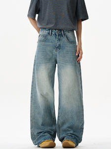 Jeans Homme Délavés Bleus Taille Mi-Haute Amples Droits Jean Denim Décontracté Américain Jeans Amples Homme - Product Image 2