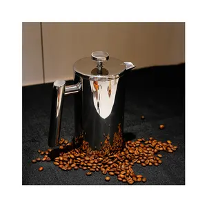 Cafetera francesa de acero inoxidable de grado 304, 34 onzas con sistema de filtración de 4 niveles, prensa de café francesa de vidrio