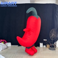 Mascotte gonflable personnalisée en forme de piment rouge, figurine gonflable de personnage de piment pour défilé et événementiel