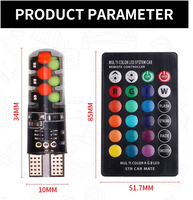 Ampoules LED RGB TCYATO T10 pour voitures, lampe de lecture automobile 12V, télécommande en silicone, phare de voiture, éclairage de dégagement