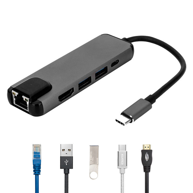 Multiport Usb-c Dock Station USB Type C Hub with USB3.0 4K HDMI Rj45 Type-c Pd Charging Adapter Laptop Docking Station Usb Hubs