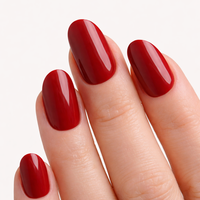 Faux ongles réutilisables en gel souple à presser, forme amande moyenne, rouges, pour marque privée