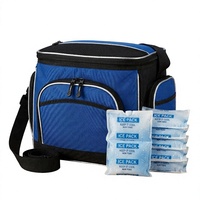 Sac isotherme bleu noir réutilisable avec blocs réfrigérants, imperméable en Oxford, multi-poches, sac à déjeuner thermique pliable avec fermeture éclair