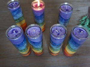 Wholesale 8 Inch Rainbow <strong>Glass</strong> <strong>Jar</strong> 7 Days Religious <strong>Candles</strong>/Chakra <strong>Candles</strong> for Meditation - Product Image 6