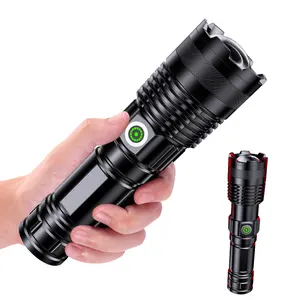 30W LED Built-in Battery Flashlight USB Rechargeable Range 1500 Meters Torch Light Flashlights Camping Hand Lamp