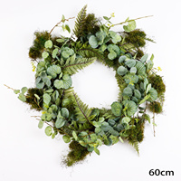 Guirnalda de follaje artificial de eucalipto, helecho y musgo para puerta principal, decoración de pared y ventana de casa de campo, primavera-verano