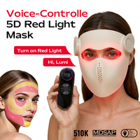 Masque LED AZURE Professional 665nm 460nm 850nm 1064nm 236 LED noir avec commande vocale intelligente, appareil de photothérapie