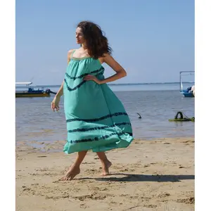 2020夏季时尚扎染波西米亚长裙妇女沙滩裙