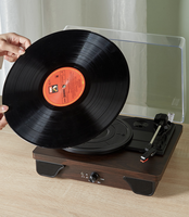 Venta caliente Vintage Reproductor de discos de vinilo BT y AUX Sistema estéreo Reproductor de discos Altavoz Estilo Retro