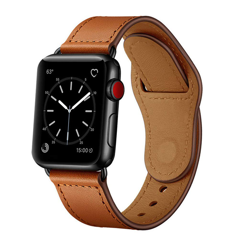 Ремешок из натуральной кожи для Apple Watch Band Series 6 5 4 3, кожаный браслет для iWatch 38 мм 40 мм 4 мм 44 мм