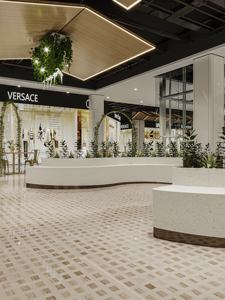 Trang trí chậu hoa lớn trong trung tâm mua sắm phân hình chữ S với lọ hoa trung tâm mua sắm ghế - Product Image 3