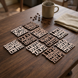 Modern Round Sublimation MDF <b>Coasters</b> with Brass Rim Heat Resistant Eco-Friendly Lightweight Set for Home Kitchen Dining Table - Product Image 5