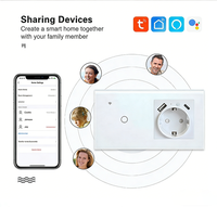 SHINELITE Interrupteur mural intelligent Wi-Fi 1 voie de bonne qualité avec télécommande (norme UE Allemagne) et prise USB A+C