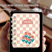 Cuaderno Escolar Kawaii con Diseño de Flores Personalizado, Encuadernación en Espiral, Cubierta de Papel A7, Mini Cuaderno de Regalo