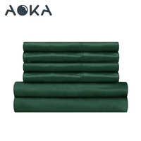 Parure de lit AOKA de luxe en satin de polyester soyeux uni, respirante, avec drap-housse et taies d'oreiller pour la décoration intérieure de la maison