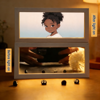 Lumières décoratives LED personnalisées avec personnage d'anime pour animaux de compagnie, cadres en bois, cadres photo d'intérieur avec télécommande rechargeable