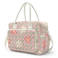 Tas Makan Siang Tote 2-Orang Berlogo Kustom Motif Bunga Hawaii, Berlapis, Tebal, Bermotif, Terisolasi, Portabel, Tahan Lama, dan Tahan Air