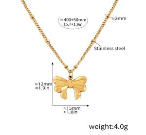 Nouveau Français Maman 18K Plaqué Or En Acier Inoxydable Satellite Chaîne Collier Femmes Charme Arc Pendentif Collier pour Filles - Product Image 4