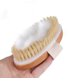 Brosse corporelle en <span class=keywords><strong>sisal</strong></span> naturel douce pour peaux sèches, brosse de bain en bois, brosse à poils pour le corps SPA sans manche - Product Image 2