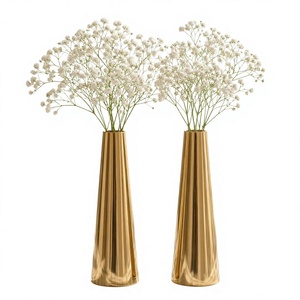 Gold Brass <b>Vase</b> <b>Set</b> of 2 Minimalist Tabletop Decor for Home Wedding Office - Product Image 1