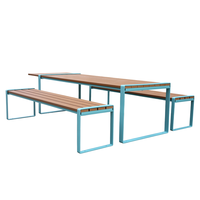 Table de pique-nique commerciale en bois de 6 pieds pour l'extérieur, table de restaurant et bancs pour parc extérieur