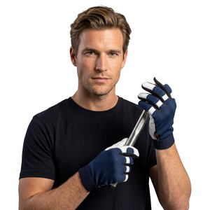 Gants de travail antidérapants en PU lisse avec poignet élastique, gants de sécurité polyvalents sans latex ni silicone, couleur bleu et blanc - Product Image 5