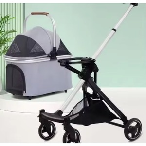Free Sample Pet Stroller With Mesh Skylight <b>Foldable</b> 4 Wheels Pet <b>Cart</b> With Cosy Handle - Product Image 2