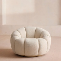 Fauteuil tubulaire minimaliste en tissu bouclé, fauteuil d'appoint incurvé pour salon, chambre, appartement, salle à manger, hôtel, salon, intérieur