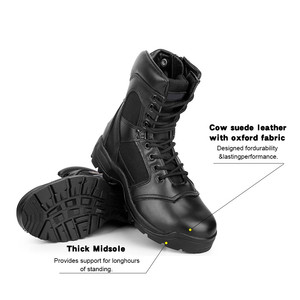 Stivale tattico di fornitura di fabbrica con vera pelle e stivale di sicurezza in acciaio per attrezzature di difesa personale - Product Image 2