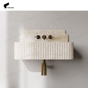 Tostone Design Italie Beige Travertin évier mural pour maison moderne Villa hôtel salle de bain salle de bain intérieur vanité - Product Image 3
