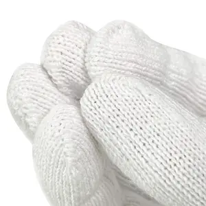 Anti Slip Breathable Customized White Cotton Polyester Knitted Safety Protection Work Gloves For Construction Workers