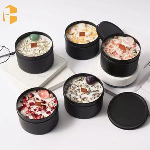 <span class=keywords><strong>2025</strong></span> all'ingrosso della decorazione domestica della latta del barattolo della candela della fragranza della pietra di cristallo olio essenziale naturale della cera di soia candele profumate personalizzate - Product Image 1