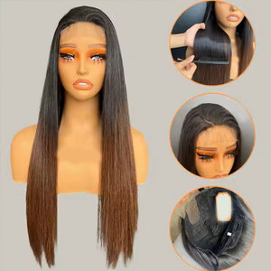 Parrucca <span class=keywords><strong>Bob</strong></span> Corta Liscia in Capelli Umani Vergini Brasiliani Neri Rossastri per Donne, con Chiusura Trasparente per Parrucche in Pizzo - Product Image 3