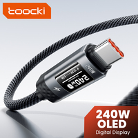 Cable de Carga Rápida USB-C Toocki OLED de 240 W, Aspecto Premium, Cable Trenzado de Nailon USB-C a USB Tipo-C PD 3.1 para Teléfono Inteligente y Portátil