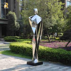 Reslong nghệ thuật hiện đại trang trí sáng tạo thép không gỉ trừu tượng con người điêu khắc cho văn hóa trung tâm lối vào - Product Image 6