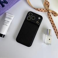 Coque de téléphone en cuir antidérapante effet peau avec grande fenêtre de visualisation pour iPhone 17 Pro Max 16 Pro Max 15 14
