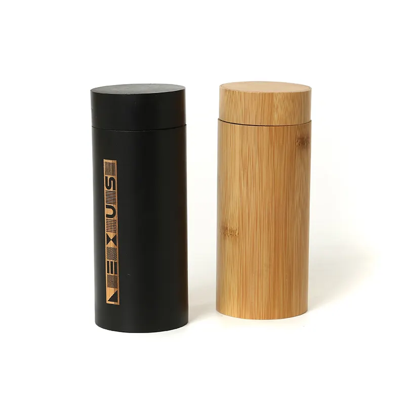 Caja de gafas de bambú ecológica personalizada, cajas de gafas de madera de bambú redondas reciclables