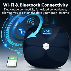 ब्लूटूथ स्मार्ट इलेक्ट्रॉनिक डिजिटल स्केल पोर्टेबल बैटरी संचालित फिटनेस के लिए सुपर पतली है - Product Image 5