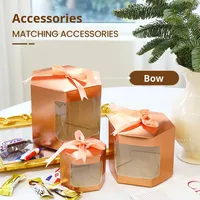 Boîte en carton découpée au laser couleur cuir de vachette avec fenêtre, pour gâteaux, bonbons, pâtisseries, emballage de célébration, boîte cadeau, emballage cadeau