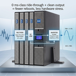 Onduleur Eaton 9PX 1KVA 1.5KVA 2.2KVA 3KVA 5KVA 6KVA <span class=keywords><strong>8KVA</strong></span> 10KVA Lithium-Ion 220V 2U 3U Onde Sinusoïdale Pure Montable en Rack avec Batterie de Secours On-Line - Product Image 2