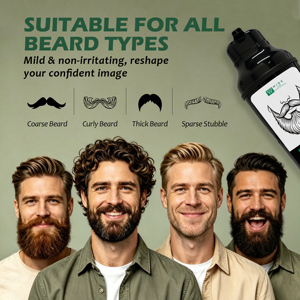 Shampoo Colorante per Barba Nera Senza PPD 400ml, Crema Colorante per Barba da Uomo con Erbe per Colorazione in <span class=keywords><strong>5</strong></span> Minuti e Copertura di Barba Grigia e Bianca, OEM - Product Image 4