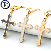 Collier pendentif flèche tendance pour homme en acier inoxydable avec chaîne maille forçat plaqué or 18 carats