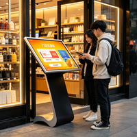 Kiosque interactif tactile capacitif de type S pour intérieur, 65 pouces, 4K, luminosité 350-450 cd/m2, verre trempé, écran Android