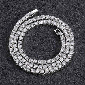 RQ 클래식 마이크로 테니스 목걸이 3/5mm 아이스 아웃 CZ 테니스 체인 새로운 폴드 넘 걸쇠 힙합 쥬얼리 파티 선물 - Product Image 2