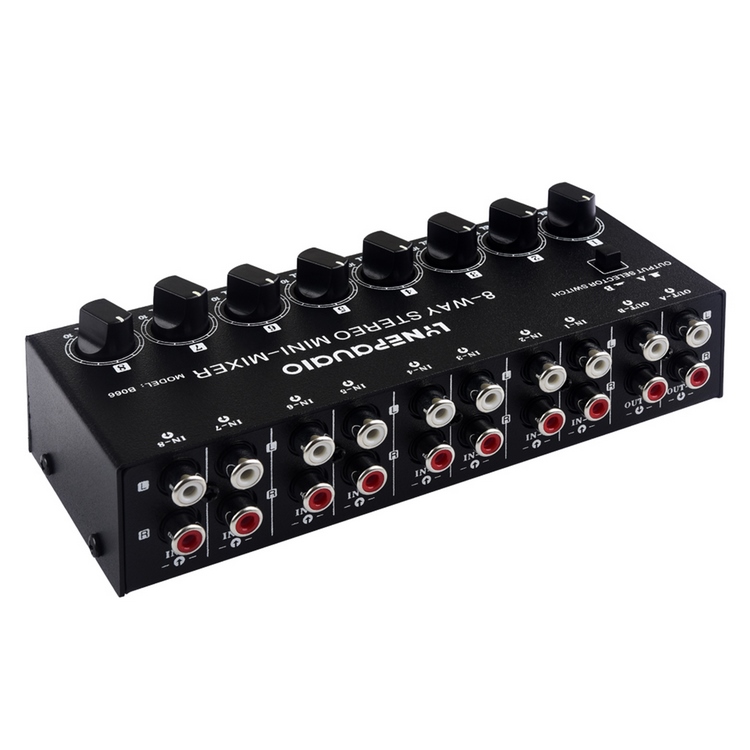 LYNEPAUAIO B066 Mini Stereo 8 kanal pasif mikser RCA taşınabilir