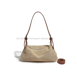 Women's Fashion Retro Single Shoulder Underarm Woven <b>Bag</b> Summer Zipper Closure Crossbody <b>Accessory</b> Casual Vacation Straw Tanjing - Product Image 1